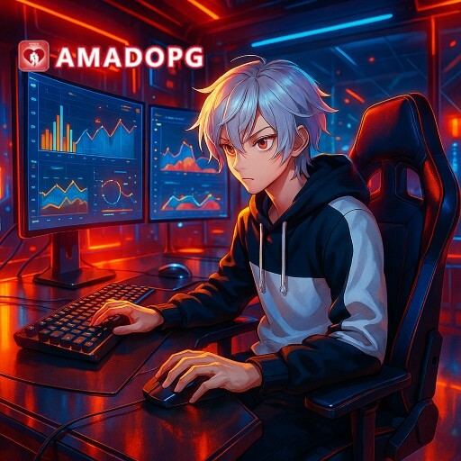 Imagem promocional da AMADOPG mostrando a plataforma e suas vantagens