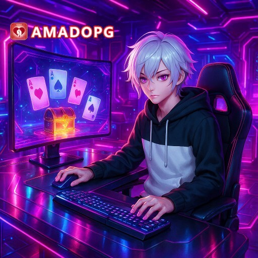 Imagem promocional da AMADOPG mostrando a plataforma e suas vantagens