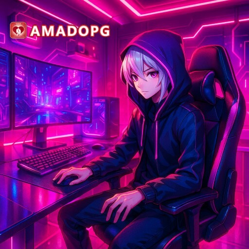 Imagem promocional da AMADOPG mostrando segurança, auditoria e novos jogos